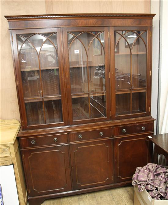 A reproduction mahogany bookcase W.145cm